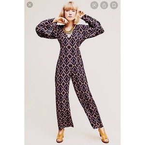 Anthropologie Carolina K Black Floral Jumpsuit